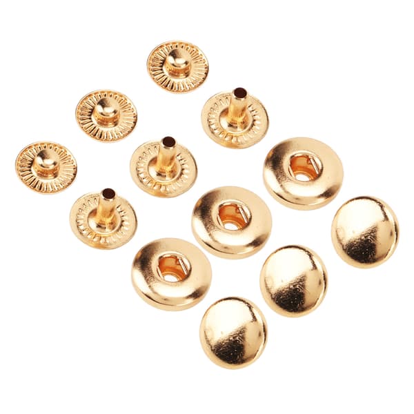 200-set tryckknappar 8mm stark koppar utsökt glans allmänt använda läderknappar för kläder, väskor, läder, guld