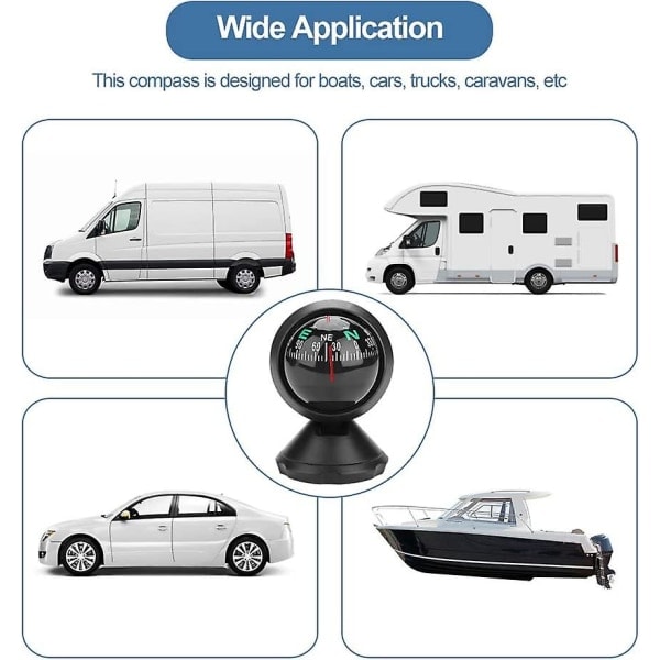 Bådkompas, Bilkompas Dashboard Digital Navigation Udforskningskompas, Sort Marinekompas Passer Til Båd Lastbil Bil