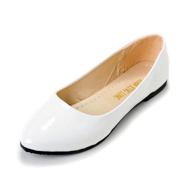 Kvinner Flat Pumps Slip On Ballett Loafers Sko White 35