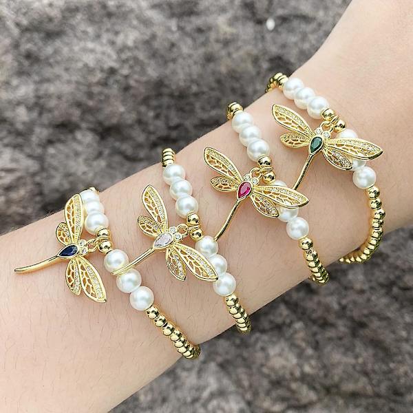 Armband Vintage Zircon Pearl Fashion Smycken Ac8449 white
