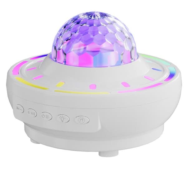 Aurora Projektorlampe – Bluetooth LED 4 Moduser – Rytmisk Musikk – Hvit Nattstemning