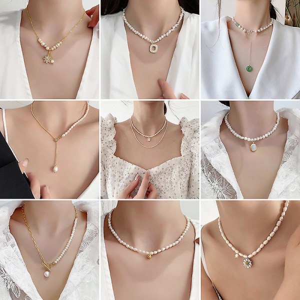 Halskæde Vintage uregelmæssig barok perle piger&#39; Modesmykker Ac3314 A695