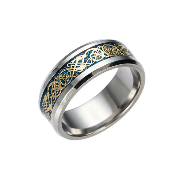 Stilfuld mænd titan stål glat overflade bryllup band finger ring smykker gave Blue and Golden US 12