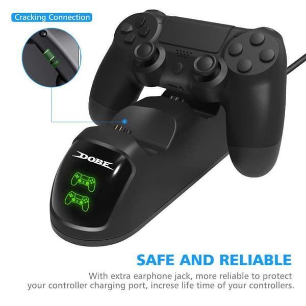 PS4 DualShock Controller Ladestation SLIM Dobbeltoplader PRO Oplader med Display og Ladeindikatorlys TP4-889
