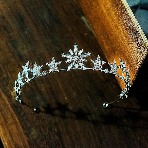 Snefnug Pandebånd Prinsesse Hårbøjle Med Glitrende Stjerner Decor Rhinestones Hovedbeklædning Hår