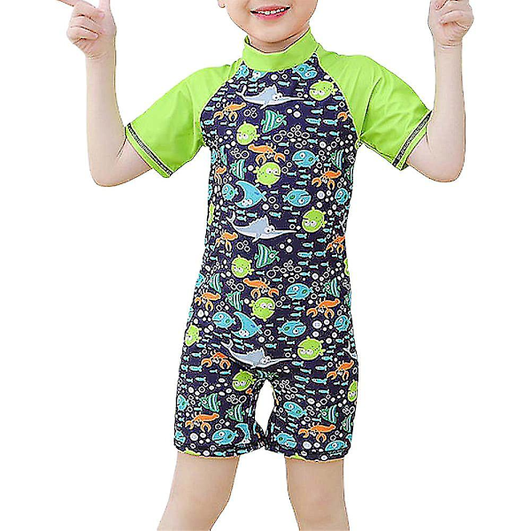 barn Flickor Pojkar Sommar Badkläder Strand Cartoon Print Zip One Piece Baddräkt Pufferfish Print 9-12 Years