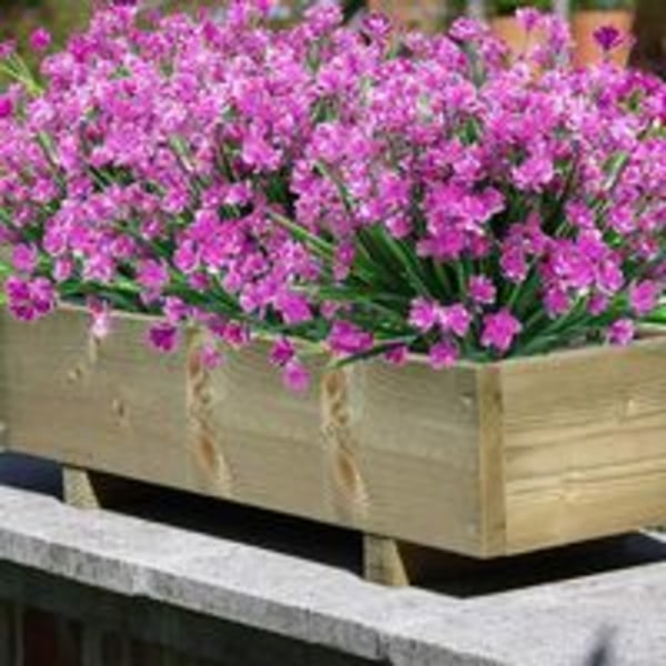 8 bundter udendørs kunstige falske blomsterbuske UV-resistente planter, falsk plastgrønt til Indo