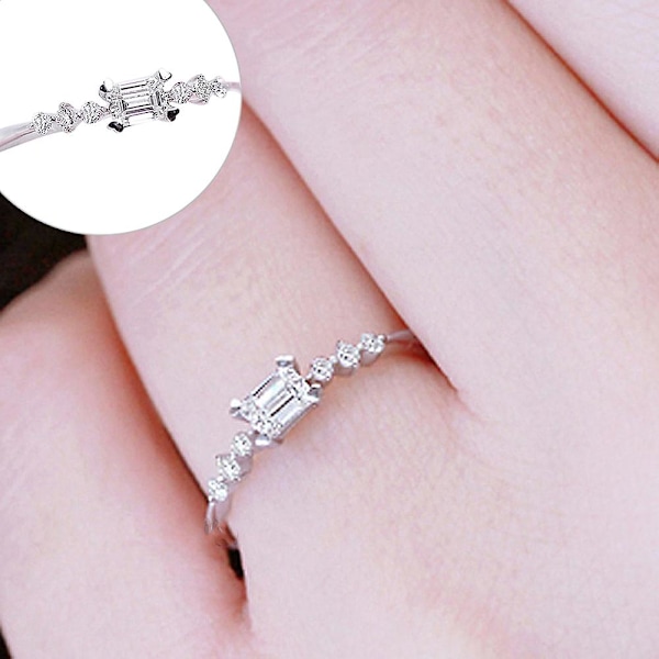 Bröllop Brudförlovning rektangulär strass Slim Finger Ring Smycken Present US 7