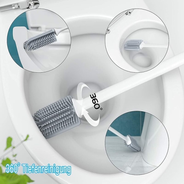 Toiletbørste Silikone toiletbørste Toiletbørste Toilet med antibakteriel holder Hængebørste Toilet Badeværelse og toilet, W