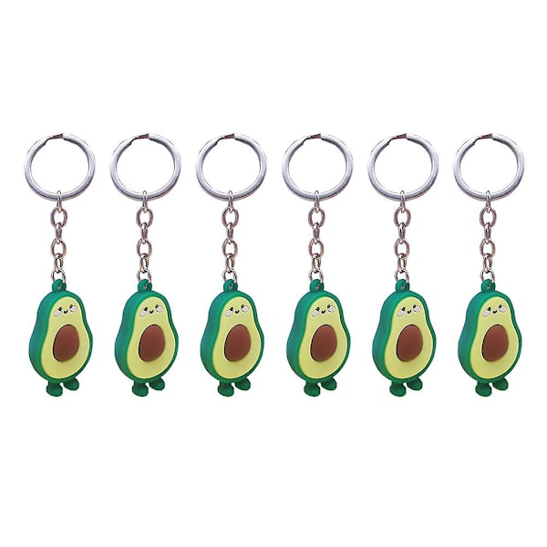 6 stk Simulering Avocado Nøglering Frugtformet Nøglering Pung Taske Vedhæng Gaver Tilbehør