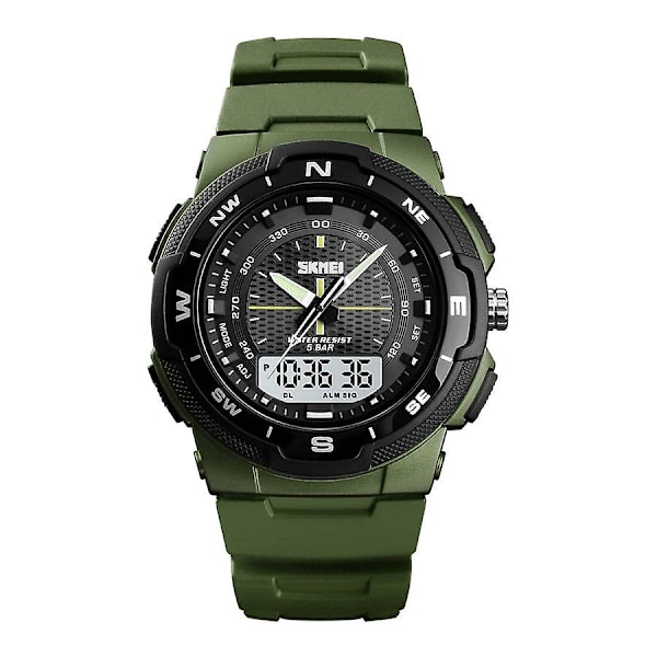 Pu Analog And Digital Watch 1454 - 47 Mm - Army Green