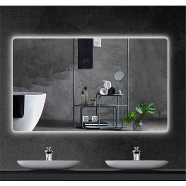 LED badrumsspegel, väggmonterad sminkspegel, stor modern spegel, vitt ljus (60 x 40 cm)
