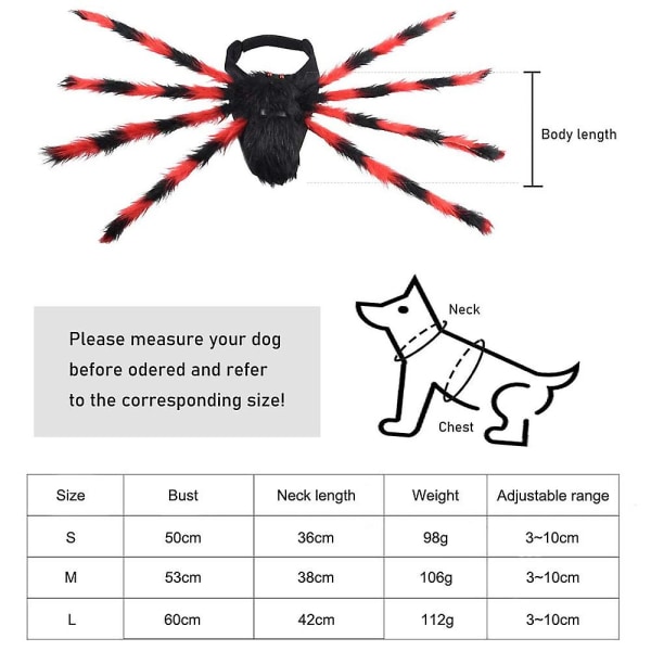 Kæledyr kostume Edderkop Halloween kæledyr rollespil hund kat kostume M Black red