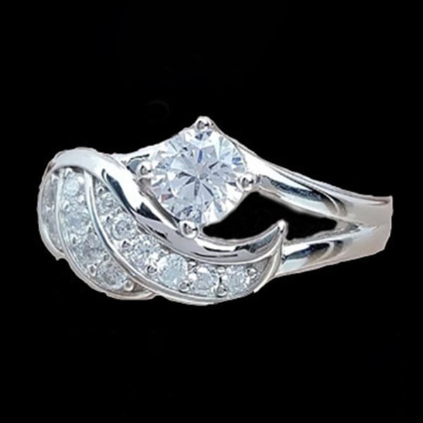 Mode Angel Wing Rhinestone Dekor Bröllopsband Ring Smycken Present för kvinnor Golden US 10