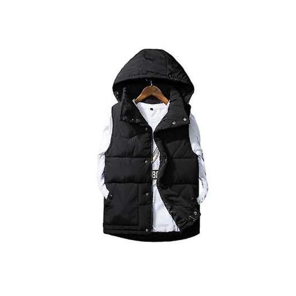 Polstret vest for menn, avtakbar hette, ermeløs jakke XS