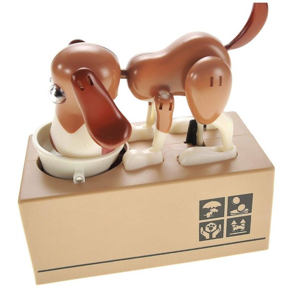 Lille hund Puggy Bank Robotic Coin Munching Legetøj Yellow White