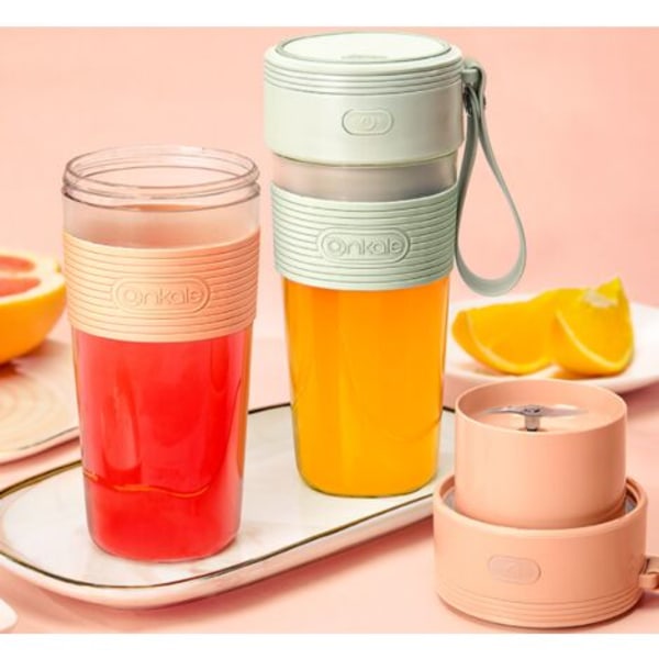 Bærbar blender, egendefinert blender for smoothies, juice og smoothies, USB oppladbare juiceflasker, rosa