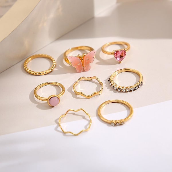 Ringsæt Butterfly Fashion smykker B2527