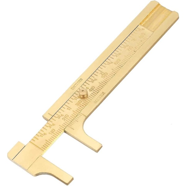 Vernier Bromsok Mässingsficka Linjal Mini Glidok Kopparlegering Dubbel skala för att mäta ädelstenar Ädelstenar och smycken (80 mm)