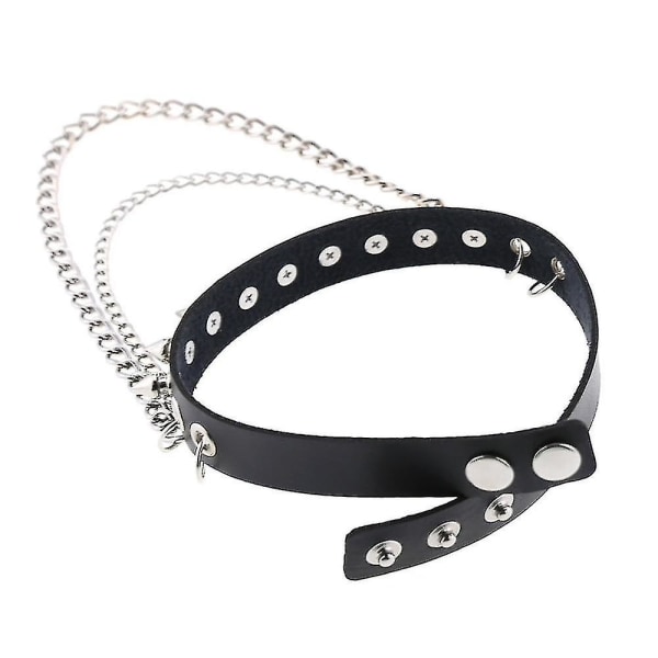 Spike Choker Halskjede Goth Collar Chain Punk Choker Kvinner Menn Svart Lær Chocker Kule gotiske smykker black