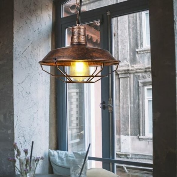 Set med 2 vintage taklampor i industriell stil, retro taklampa inre belysning, kök vardagsrum matsal