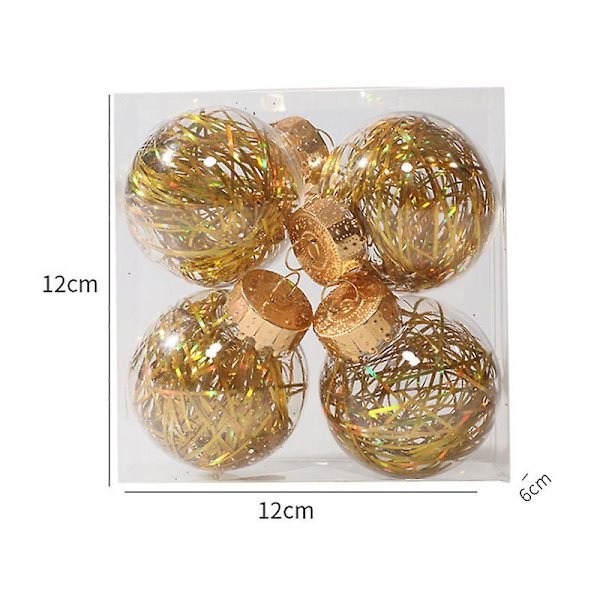 4st julboll Transparent julgransprydnader gold