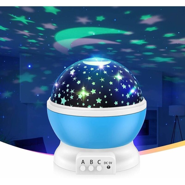 Stjernehimmel projektion atmosfære roterende sfærisk lys led (stjerne måne blå base),