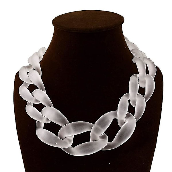 Akryl Chunky Resin Halskjede for kvinner, vintage Bohemian Frosted Plastic Cuban Link Chain Choker