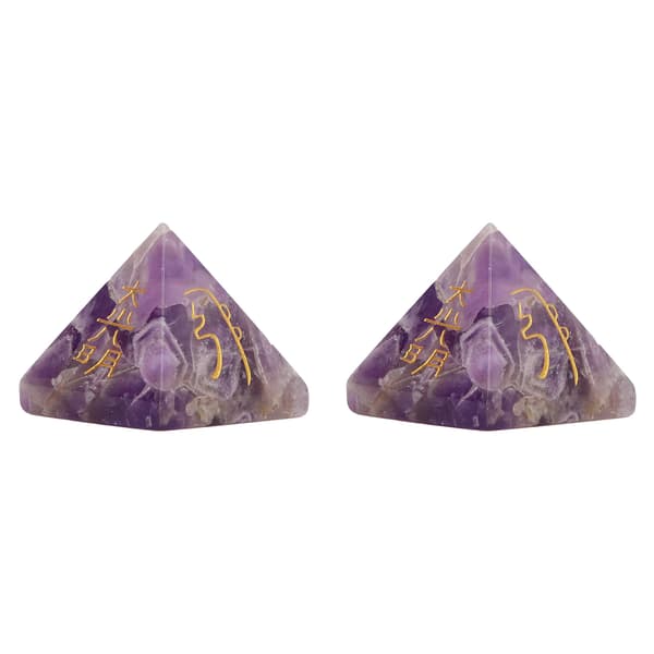 2 stk. Energi Pyramide Krystal Meditation Sten Fire Sidet Bogstaver Indretning Gave