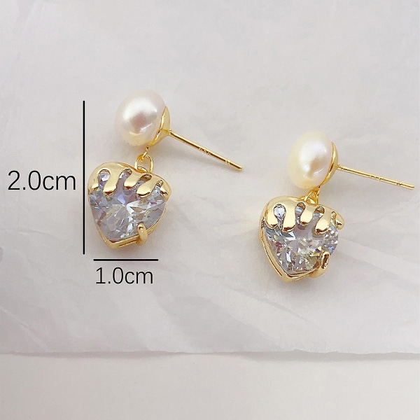 Örhänge Pearl Heart Stud Girls&#39; Modesmycken Ac3752 A238