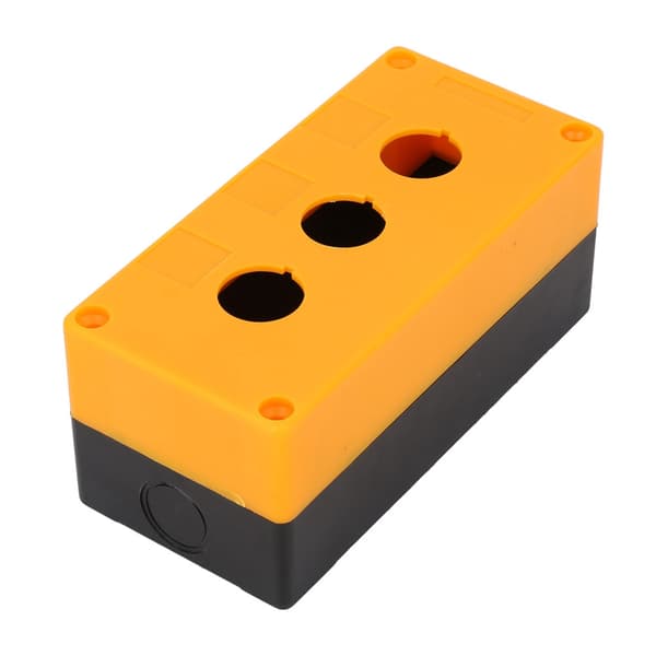 BX3 22mm Tre Hull Trykknapp Bryter Vanntett Kontrollboks Gul