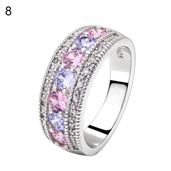 Bröllopsförlovning Bröllopssmycken Färgglada Cubic Zirconia Inläggningar Finger Ring US 8