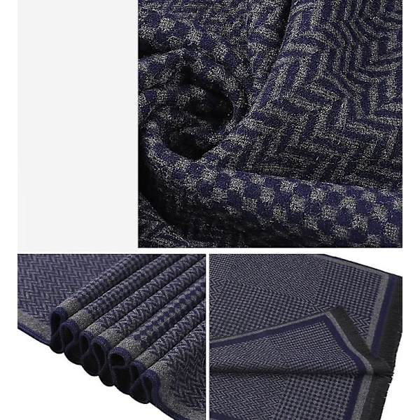 tjock varmrandig halsduk för män blue-gray