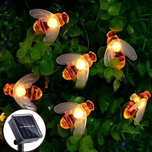 Varm hvid 6,5 meter 30 lys [8-mode solcellemodeller] led solcellelys stemningslys til udendørs havedekoration, til