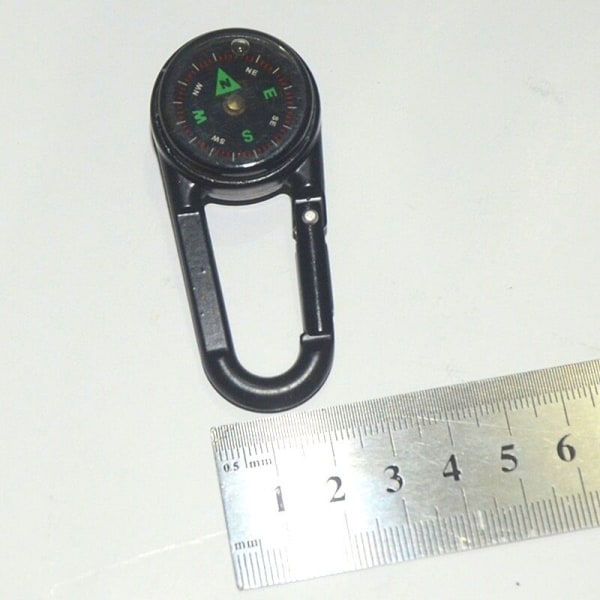 Karabinkompass + kompass + termometer på multifunksjonelt bærbart metallkompass for fotturer/reiser, profesjonelt 3
