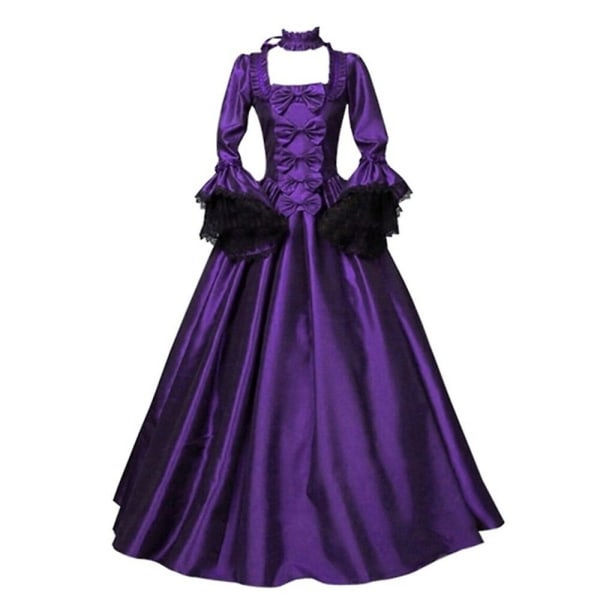 Halloween middelalderlige kvinder Cosplay Costume Court Vintage kjoler L