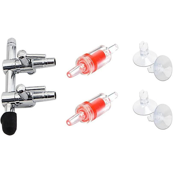 Luftstrømsregulator - til akvarium - 3 i 1 sæt: 2-vejs luftpumpesplitter, 2 kontraventiler