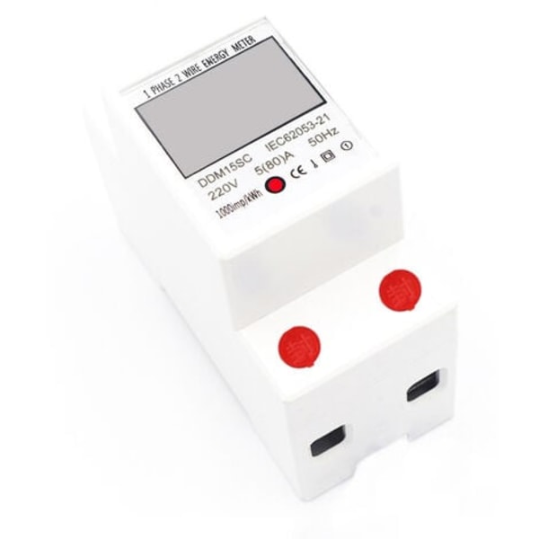 DDM15SC enfas 2P stor multifunktions rälsmätare LCD-display. 20(80)A