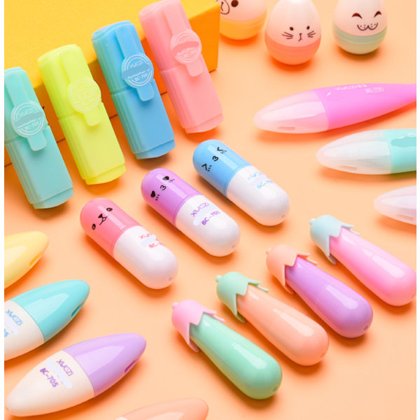 2 stk Creative Cartoon Highlighter 6 Farve Sæt Pill Shape Farve Marker Mini Highlighter (701-6 Pills),