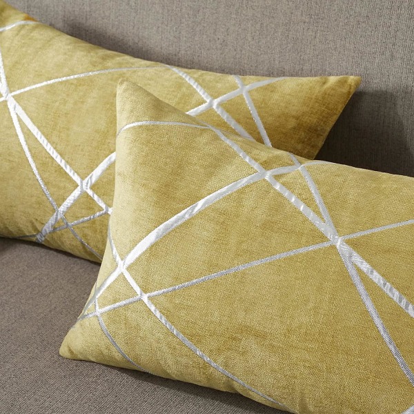 Dekorativ soffa örngott, soffa tjock kudd örngott, fyrkantig grå lyx kuddar 2 set 30*50 cm Jaune