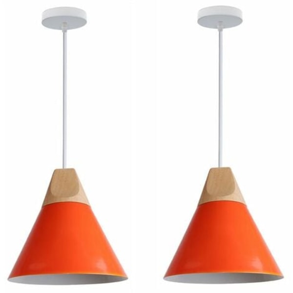 St. Creative Industrial Pendel Lampa Massivt trä Sovrum Vardagsrum Dekorativ ljuskrona (orange) - Orange