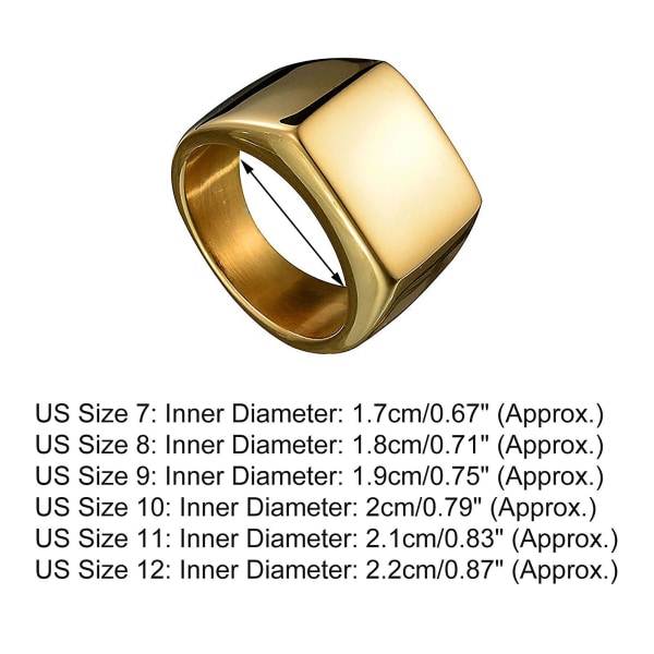 Vigselring enfärgad fingerdekoration rostfritt stål män fyrkantigt band fingerring för fest Silver US 7