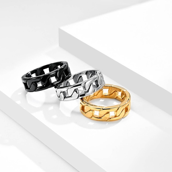 Hip Hop Style Finger Ring Kjede Form Design Ikke lett å knuse Smykker Unisex Twist Ring For Party Golden US 8