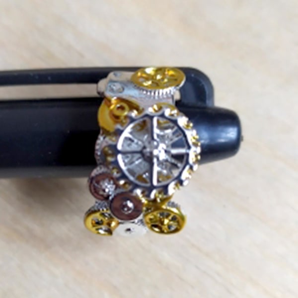 Korusormus Geometrinen muoto Koristeellinen vintage Kellokoneisto Sormus hääpäivälle Silver US 11