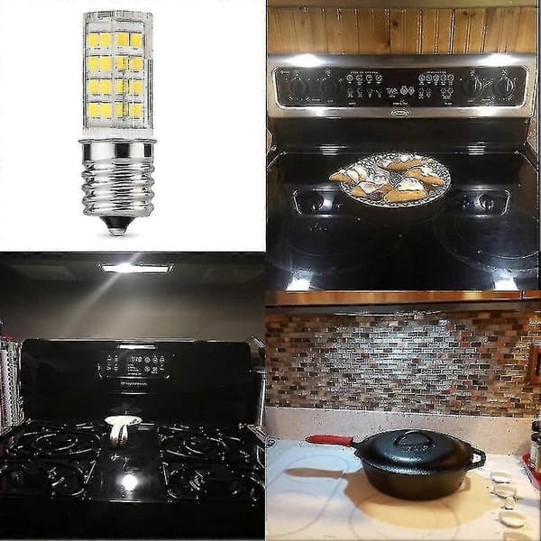 Pakke med 4 dæmpbare LED E17 mikrobølgeovnspærer, dagslys 6000k 40w halogenækvivalent lys, keramik