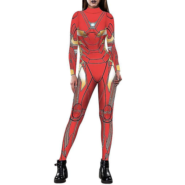 Halloween Spiderman Iron Man-bodysuit for kvinner M Red