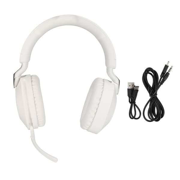 Vikbart Bluetooth Gaming Headset Trådlöst 5.1 Trådbundet Dual Mode Stereo med Mikrofon Typ C Gränssnitt Vit