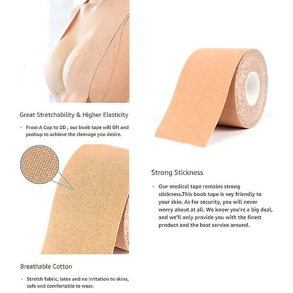 Brystpude med brystpude Push Up usynlig klistermærke Apricot L - 5CM x 5.0M