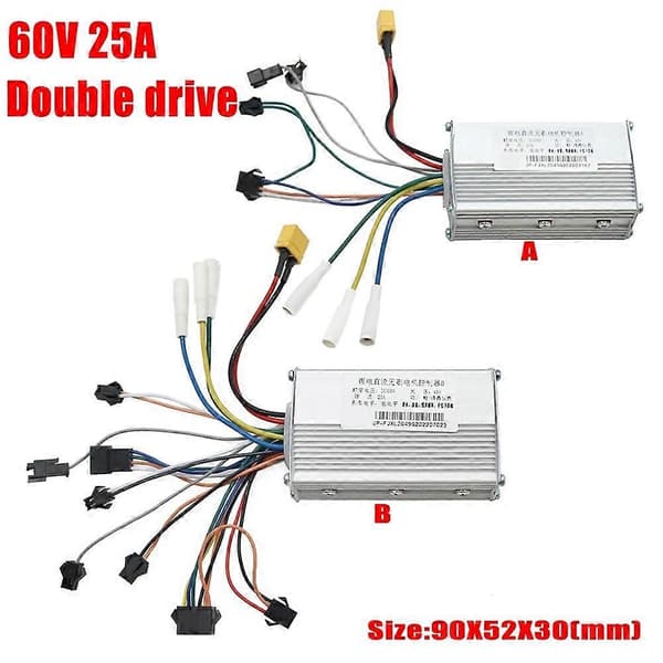 Til JP 60V 25A DC Børsteløs Controller Dobbeltmotor til Elektrisk Scooter E-cykel Børsteløs Controller Black