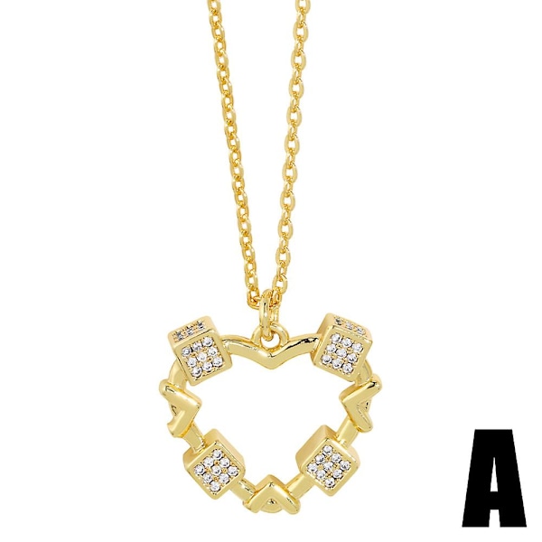 Halskjede Vintage Zircon Heart Stud motesmykker Ac10408 C